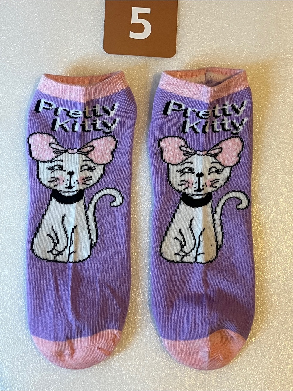 Sleepy Kitty Purple & Pink Cat Ankle Socks - Unbranded Pick 1 Pair - Picture 8 of 12